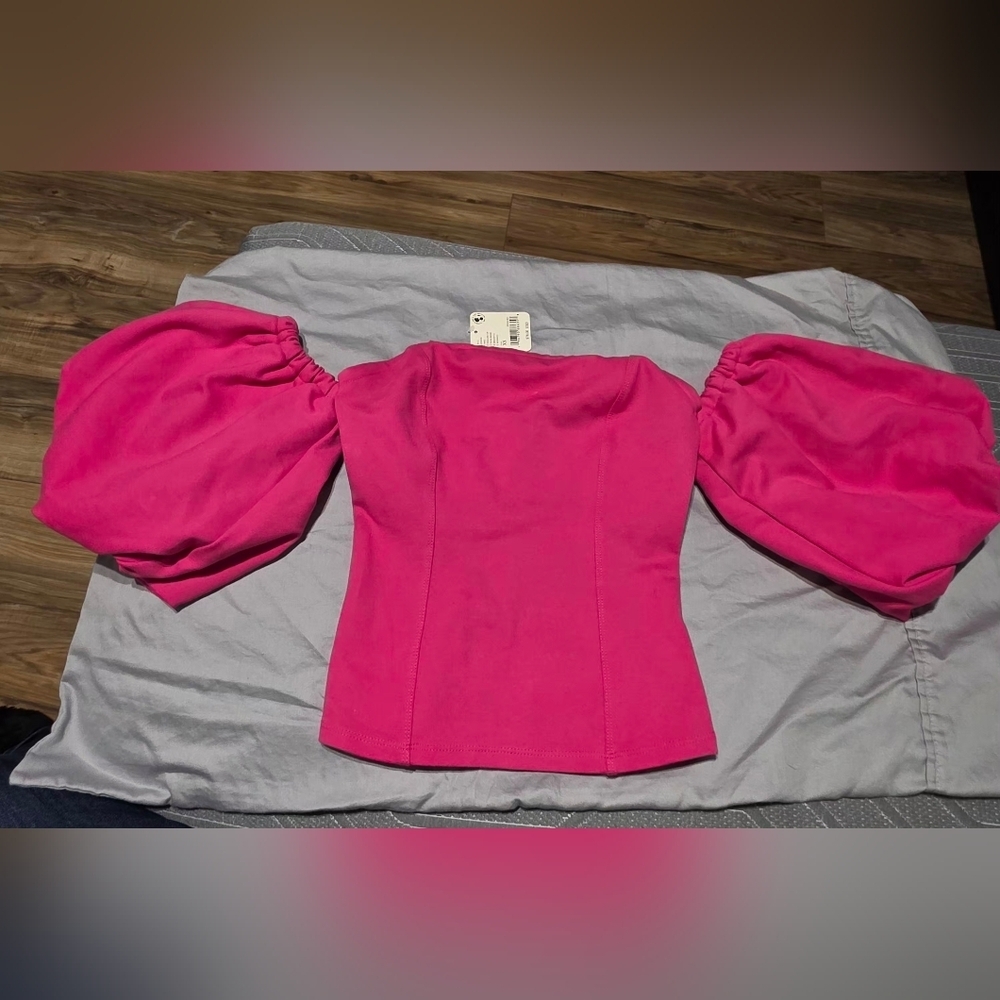 Free People Vibrant Pink Off-Shoulder Blouse - Picture 4 of 8